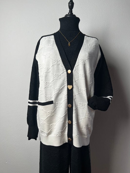 Cardigan von Love Sophia (Schwarz/Weiß)