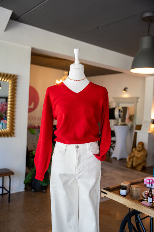 Trendiger V Pulli in Rot