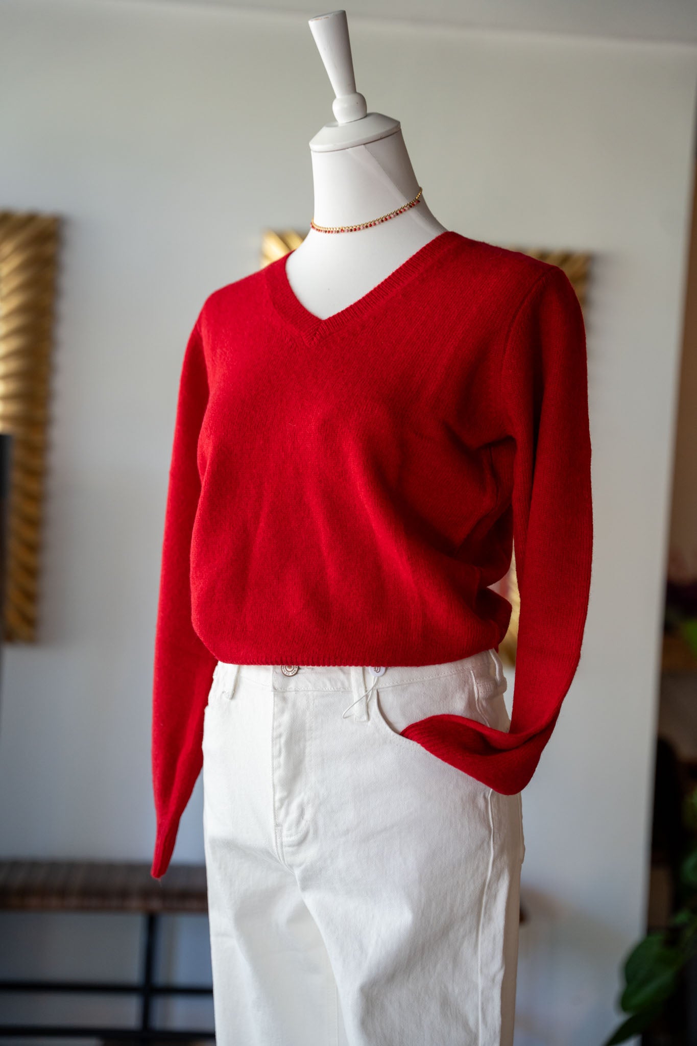 Trendiger V Pulli in Rot