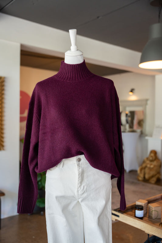 Alpaka Pulli mit leichtem Kragen 34-42
