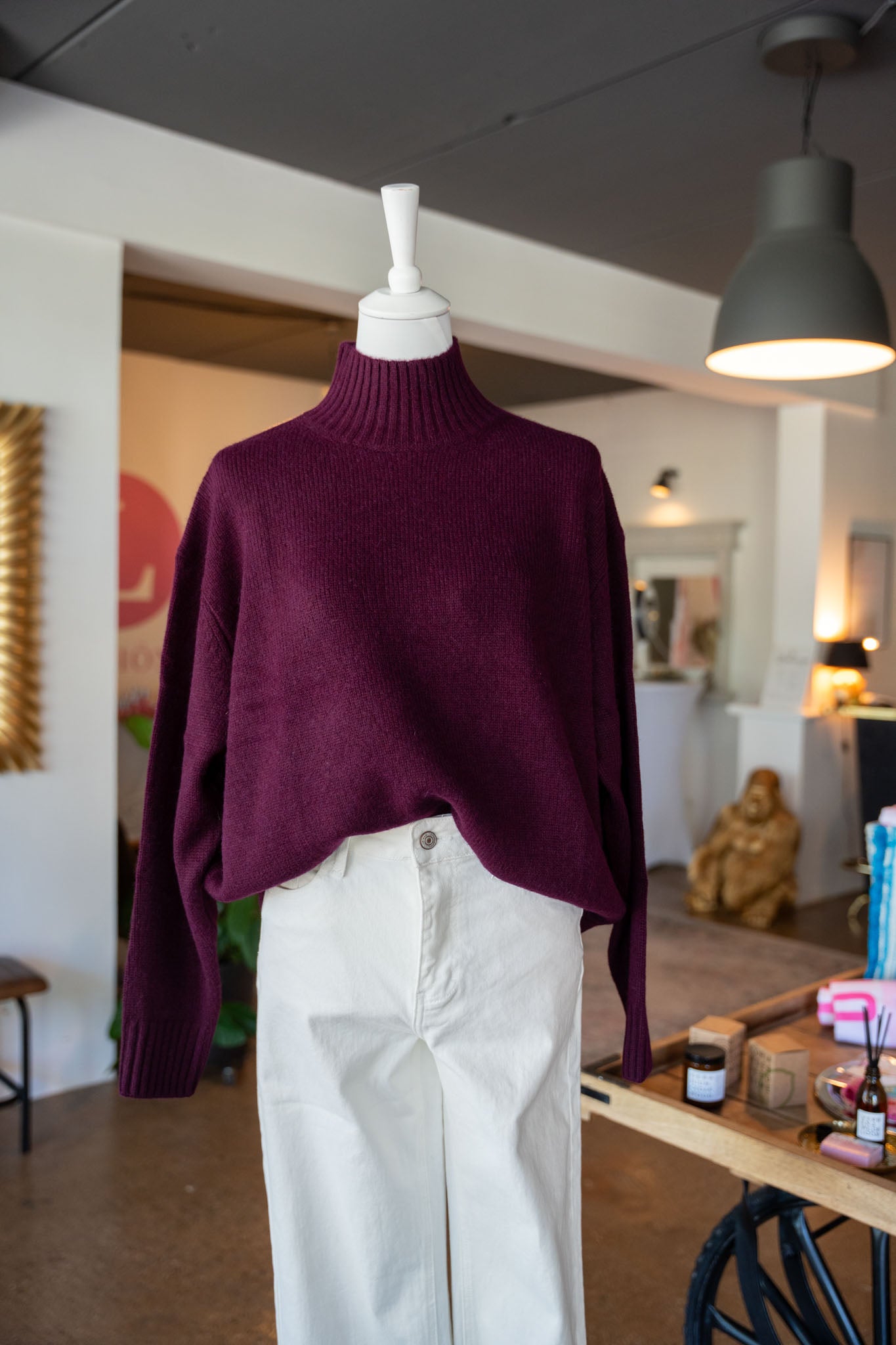 Alpaka Pulli mit leichtem Kragen 34-42