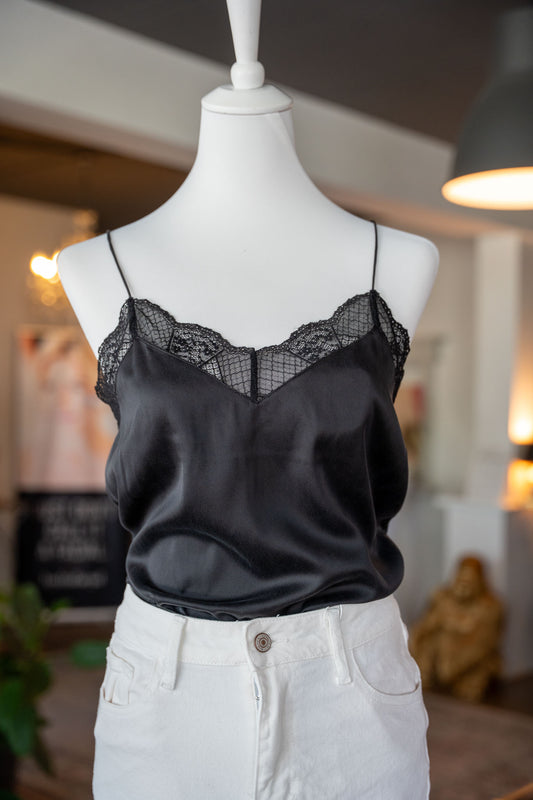 Romantisches Seidentop Schwarz