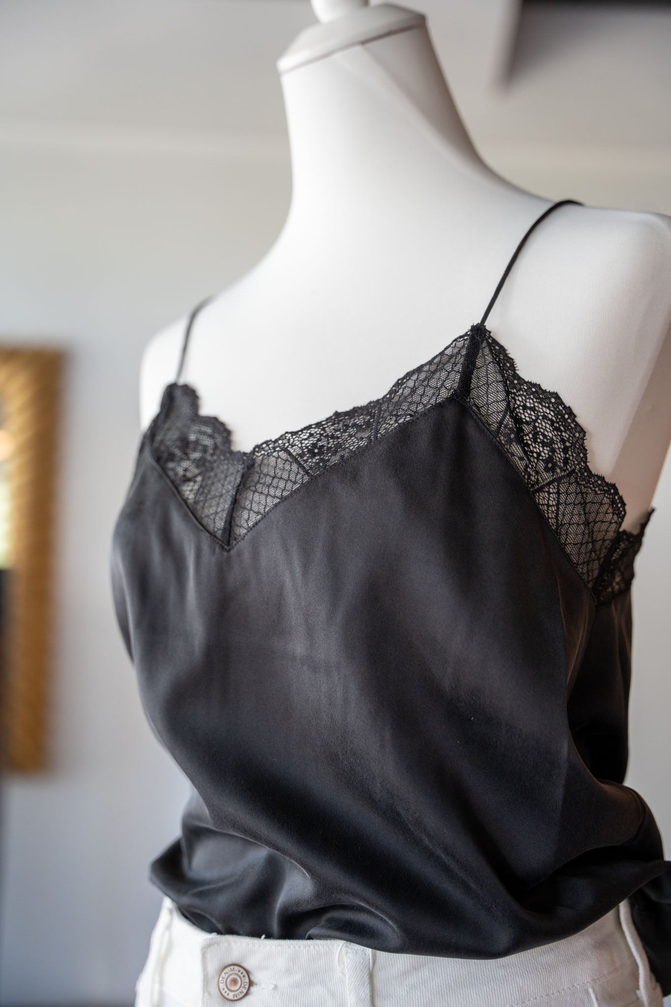 Romantisches Seidentop Schwarz